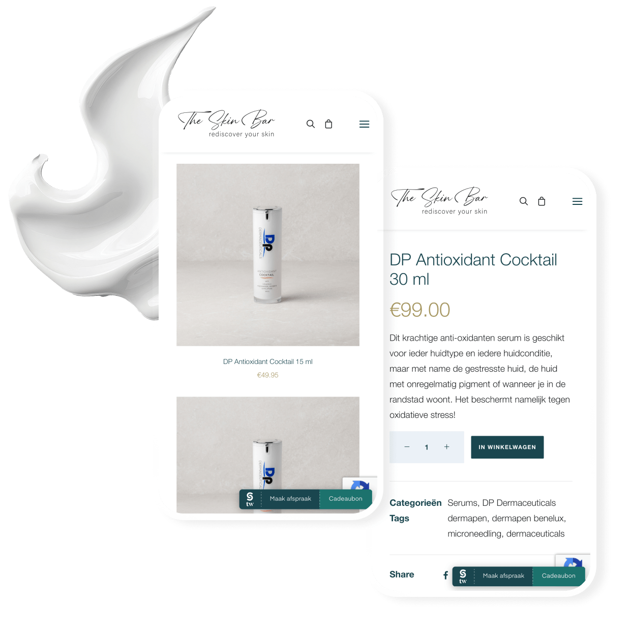 schreenshots mobile PLP and PDP